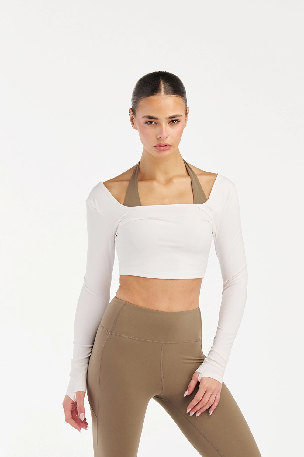 Femme Scoop Long Sleeves Top | Cream White