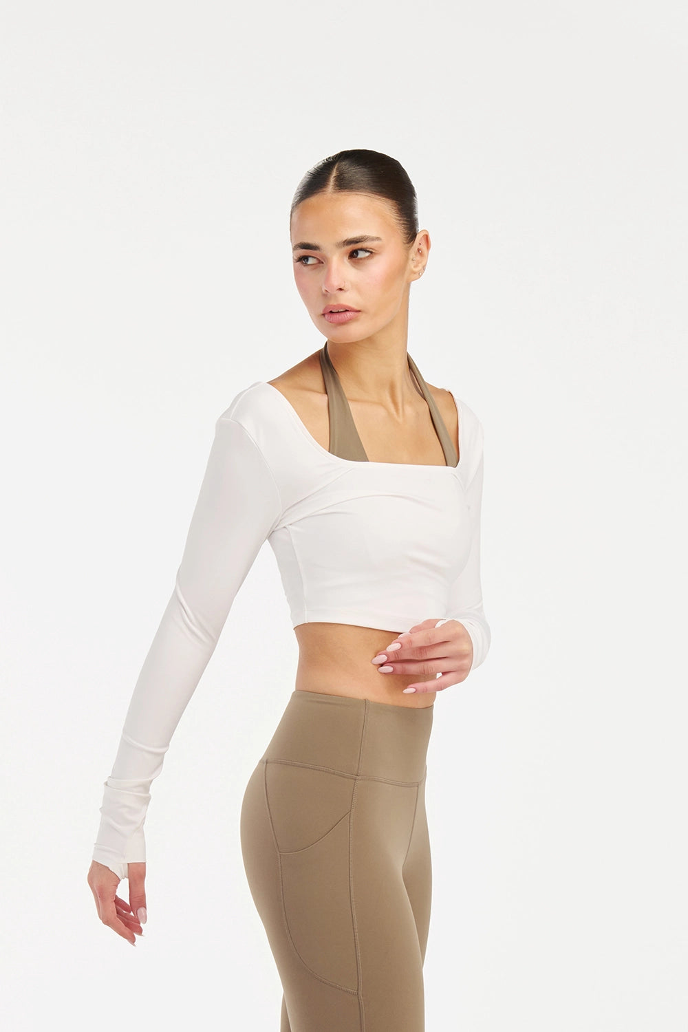 Femme Scoop Long Sleeves Top | Cream White
