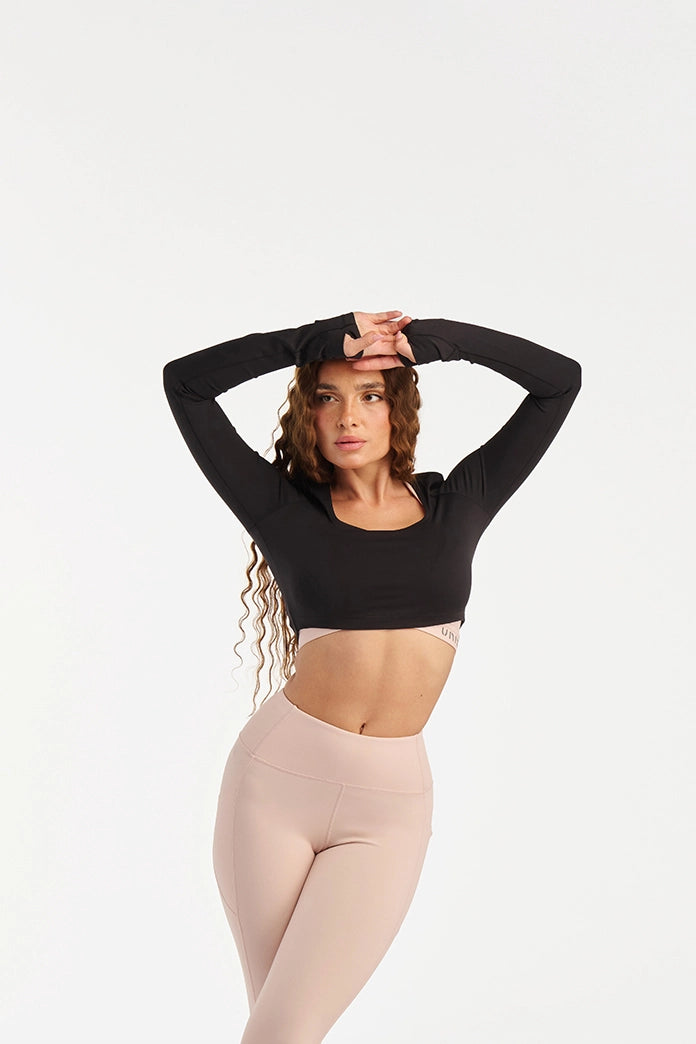 Femme Scoop Long Sleeves Top | Black